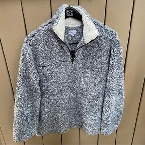 Coffeeshop CS New York half zip fuzzy sweater sweatshirt pullover with pockets